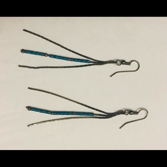 Silver and Blue Handmade by Silver Artist Earrings Original Owner - Picture 9 of 11